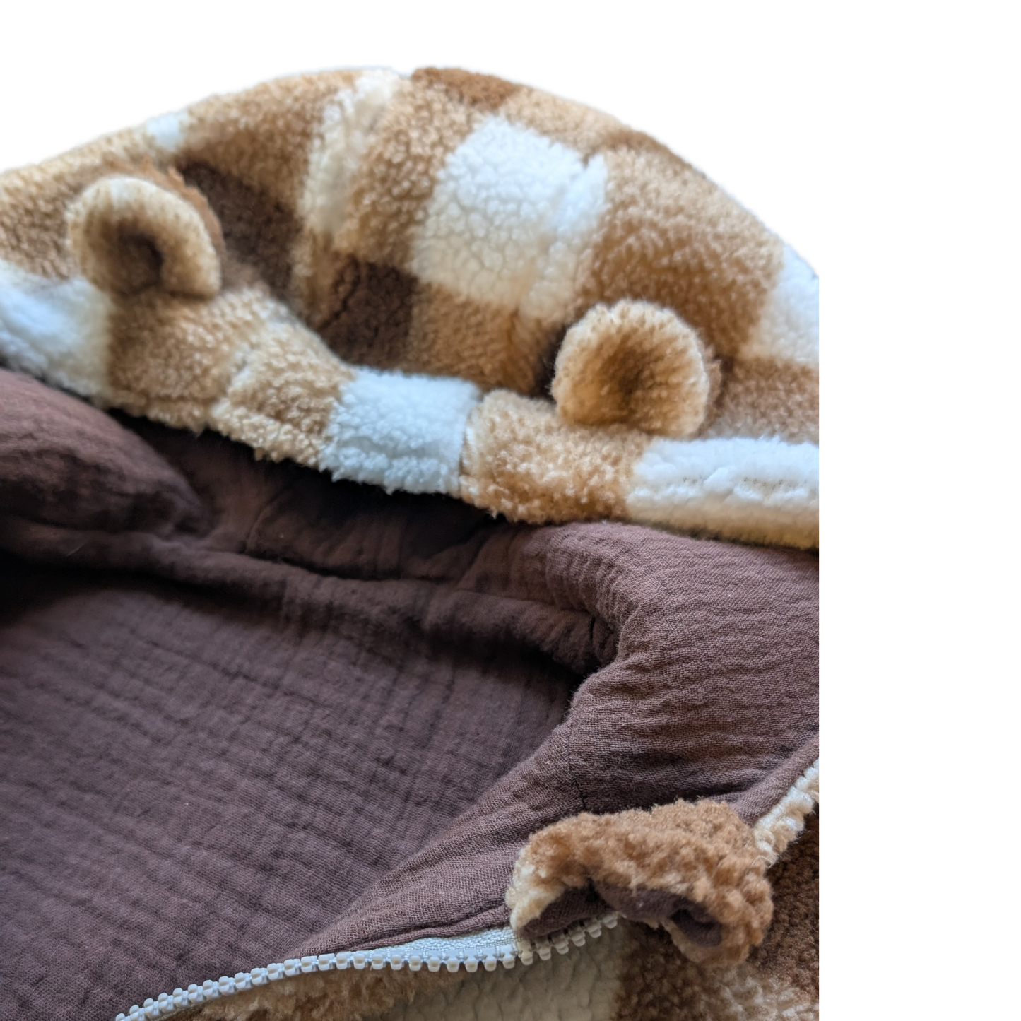 Baumwollplüsch Jacke - Karo Muster