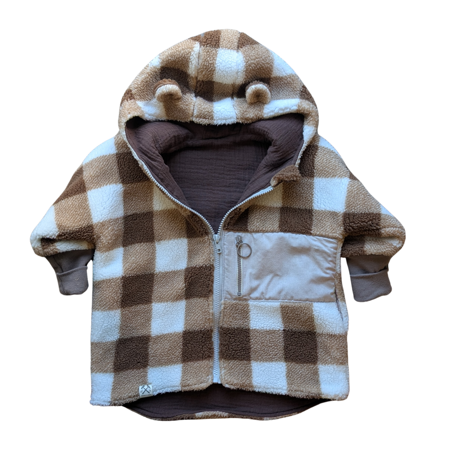 Baumwollplüsch Jacke - Karo Muster