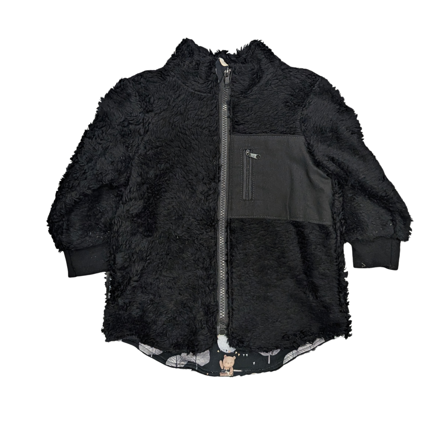 Baumwollplüsch Jacke - Schwarz