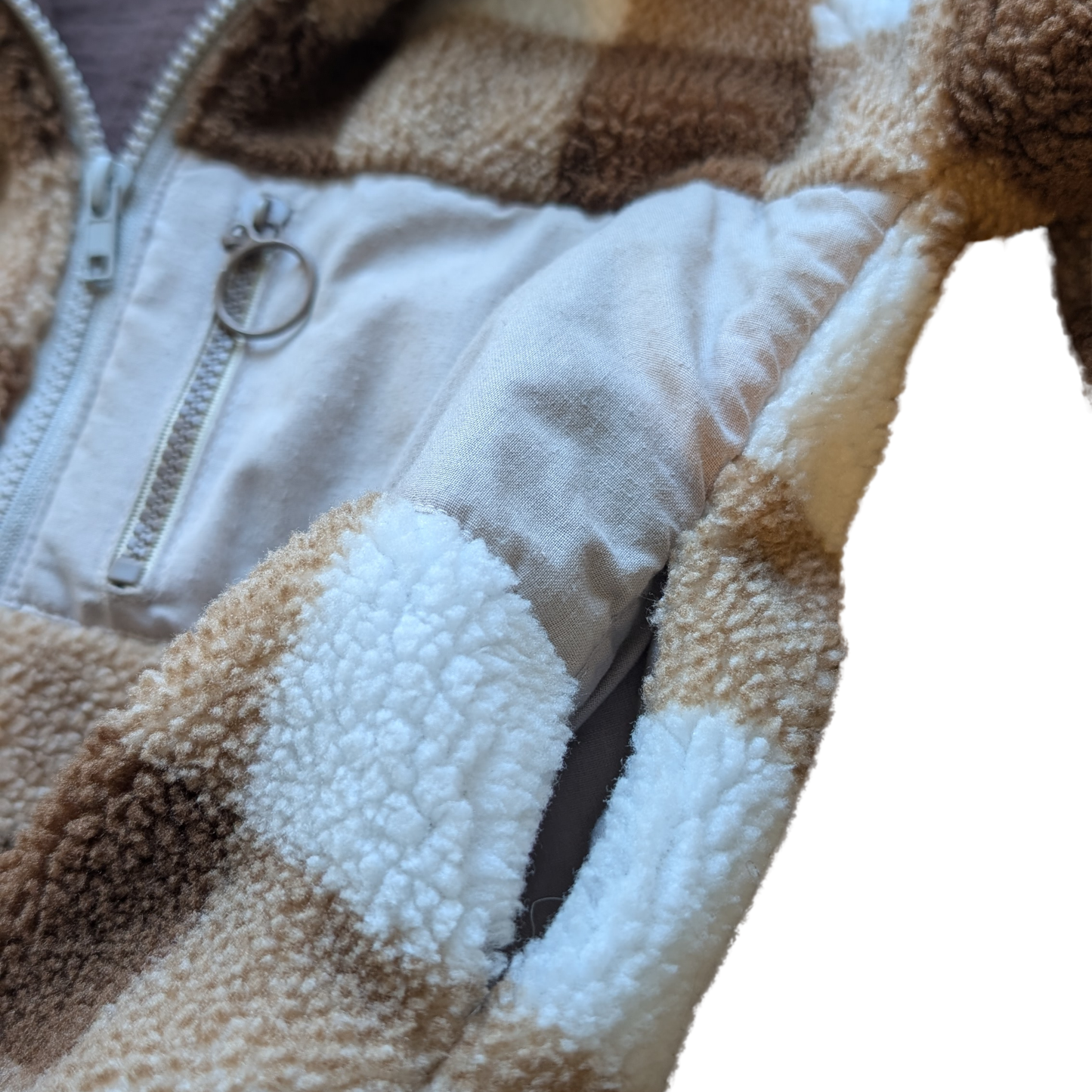 Baumwollplüsch Jacke - Karo Muster