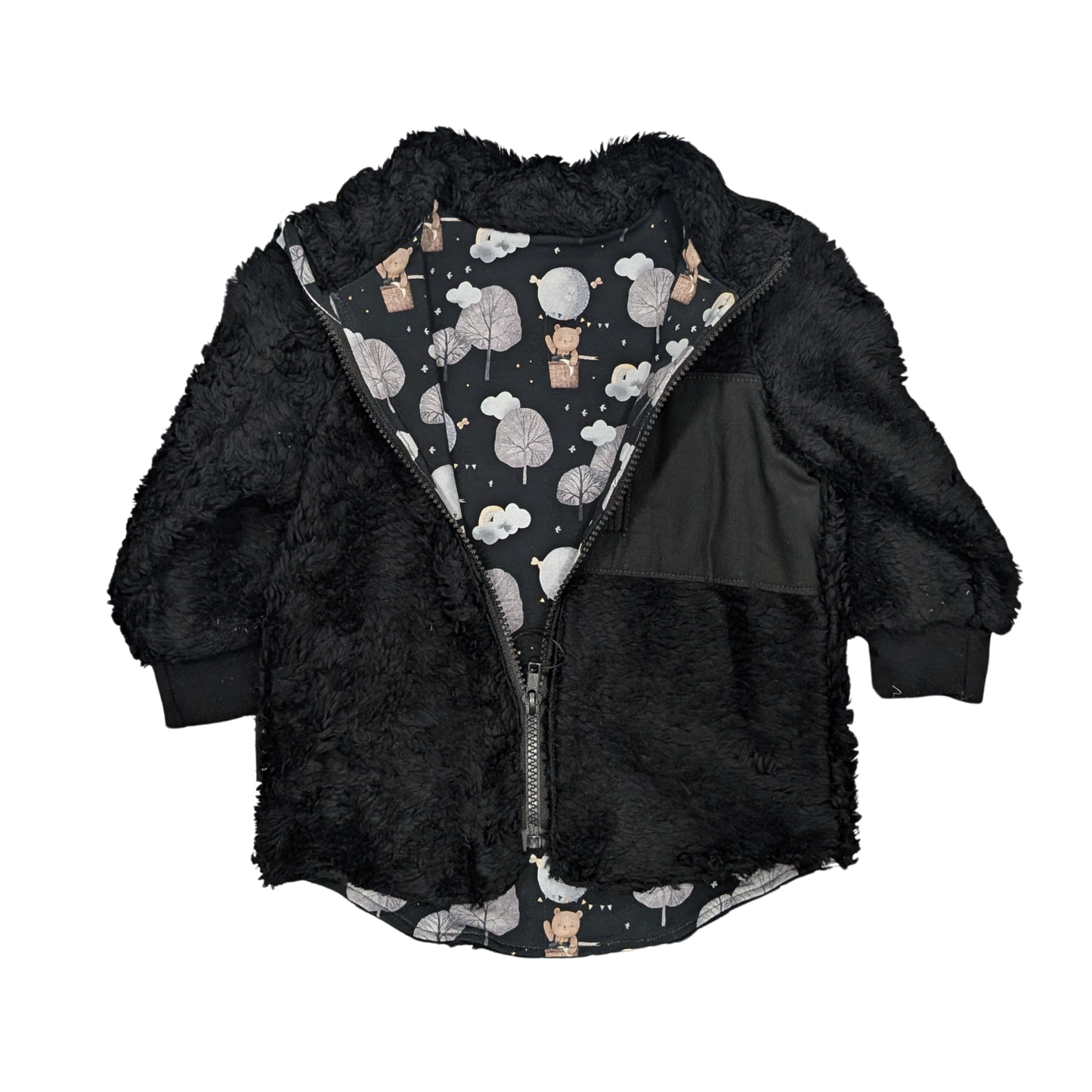 Baumwollplüsch Jacke - Schwarz