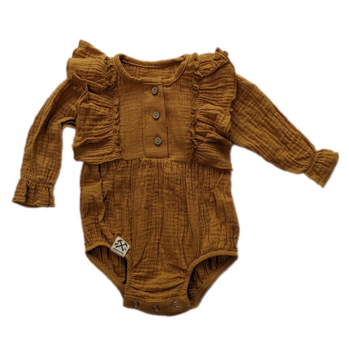 Oversizes Romper mit Rüschen - Ocker