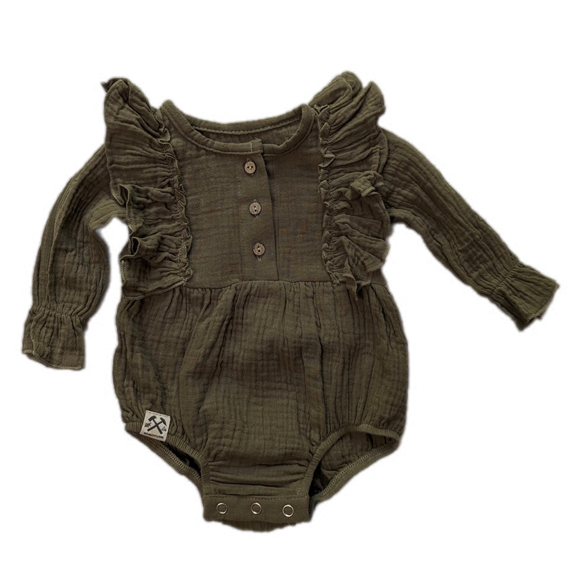 Oversizes Romper mit Rüschen - Olive