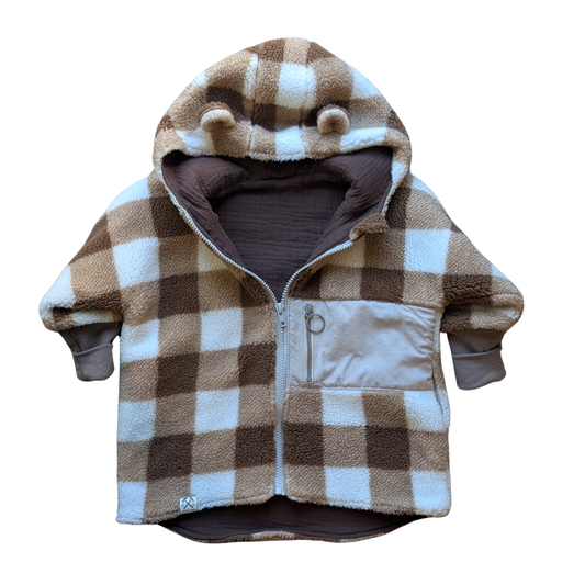 Baumwollplüsch Jacke - Karo Muster