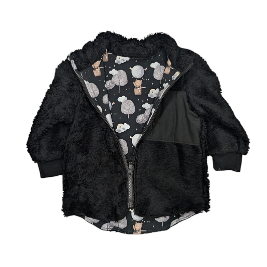 Baumwollplüsch Jacke - Schwarz