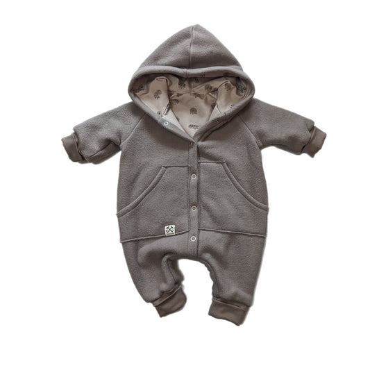 Dicker Baumwollfleece Overall - Beige Igel