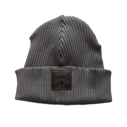 Winterbeanie aus Baumwolle - Hellgrau