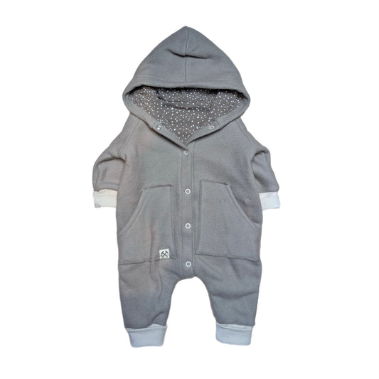 Dicker Baumwollfleece Overall - Beige Punkte