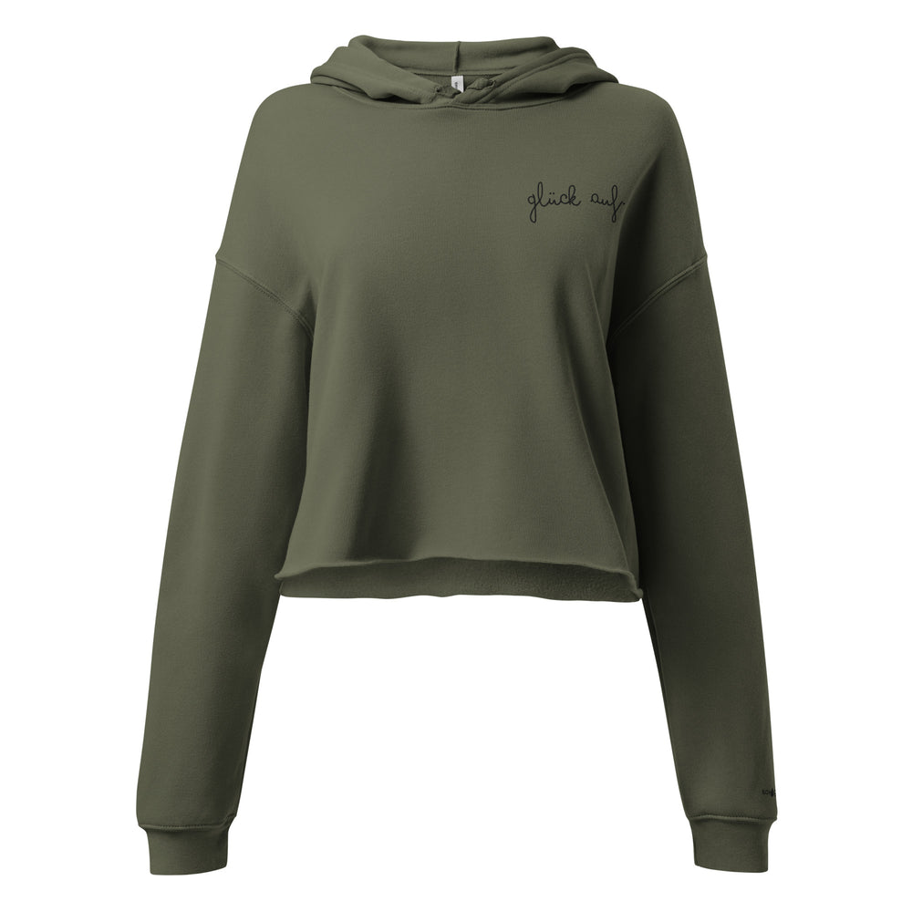 Crop-Hoodie - glück auf Einstickung