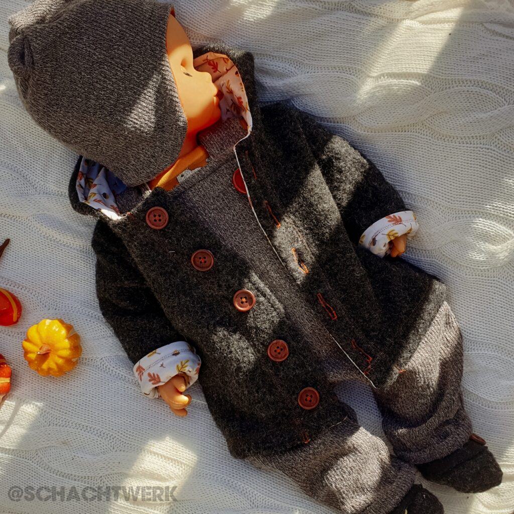 Wollwalkjacke mit Laubmuster