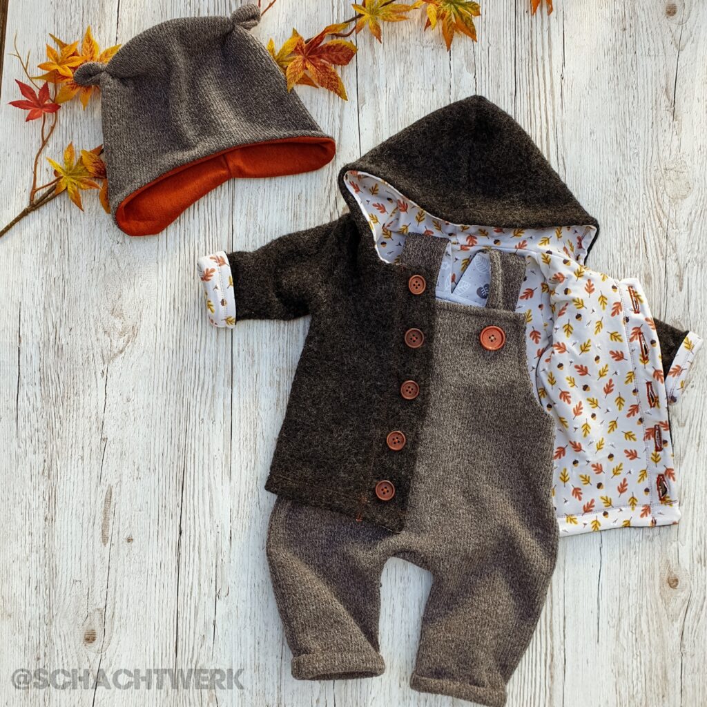 Wollwalkjacke mit Laubmuster
